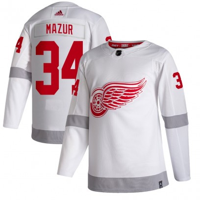 Men's Authentic Detroit Red Wings Carter Mazur Adidas 2020/21 Reverse Retro Jersey - White