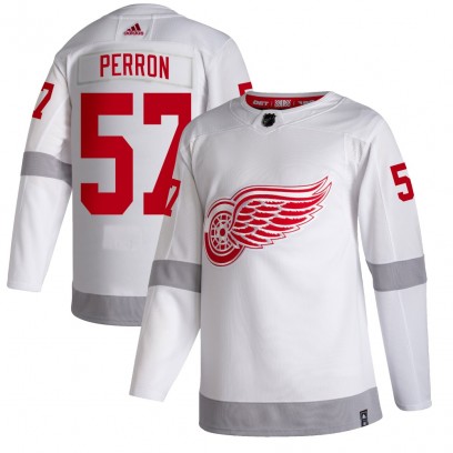 Men's Authentic Detroit Red Wings David Perron Adidas 2020/21 Reverse Retro Jersey - White