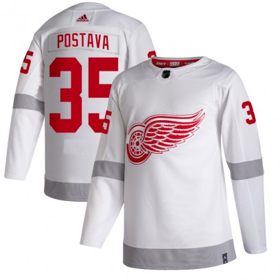 Men's Authentic Detroit Red Wings Michal Postava Adidas 2020/21 Reverse Retro Jersey - White