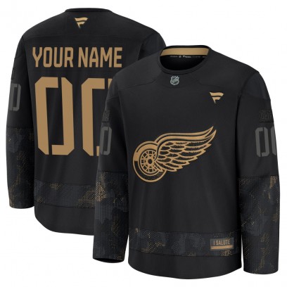 Youth Premium Detroit Red Wings Custom Fanatics Custom 2024 Military Appreciation Practice Jersey - Black
