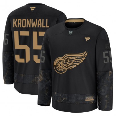 Youth Premium Detroit Red Wings Niklas Kronwall Fanatics 2024 Military Appreciation Practice Jersey - Black