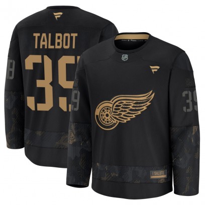 Youth Premium Detroit Red Wings Cam Talbot Fanatics 2024 Military Appreciation Practice Jersey - Black