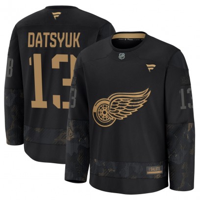 Men's Premium Detroit Red Wings Pavel Datsyuk Fanatics 2024 Military Appreciation Practice Jersey - Black