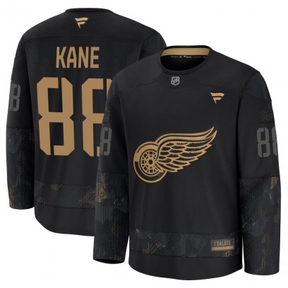 Men's Premium Detroit Red Wings Patrick Kane Fanatics 2024 Military Appreciation Practice Jersey - Black