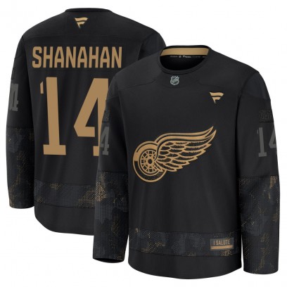 Men's Premium Detroit Red Wings Brendan Shanahan Fanatics 2024 Military Appreciation Practice Jersey - Black