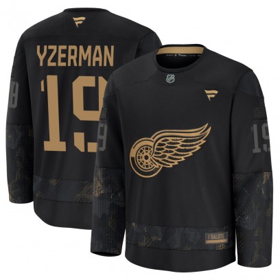 Men's Premium Detroit Red Wings Steve Yzerman Fanatics 2024 Military Appreciation Practice Jersey - Black