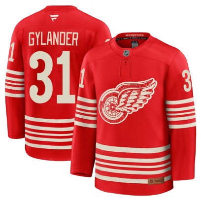 Men's Premium Detroit Red Wings Carter Gylander Fanatics Centennial Jersey - Red
