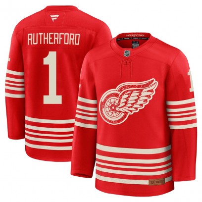 Men's Premium Detroit Red Wings Jim Rutherford Fanatics Centennial Jersey - Red