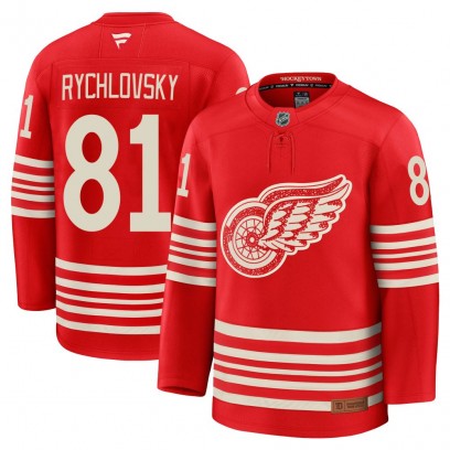 Men's Premium Detroit Red Wings Jakub Rychlovsky Fanatics Centennial Jersey - Red