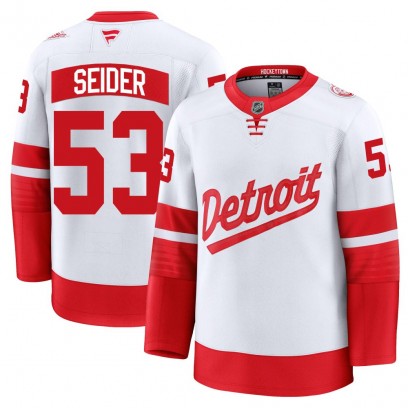 Men's Premium Detroit Red Wings Moritz Seider Fanatics 2025 Stadium Series Jersey - White
