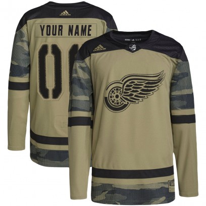 Men's Authentic Detroit Red Wings Custom Adidas Custom Military Appreciation Practice Jersey - Camo