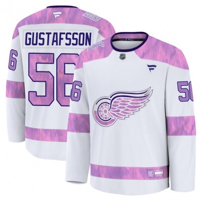 Men's Premium Detroit Red Wings Erik Gustafsson Fanatics 2024 Hockey Fights Cancer Practice Jersey - White