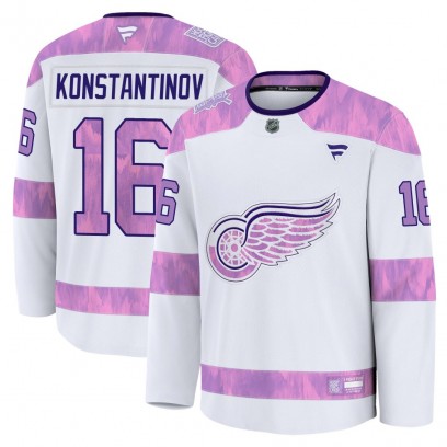 Men's Premium Detroit Red Wings Vladimir Konstantinov Fanatics 2024 Hockey Fights Cancer Practice Jersey - White