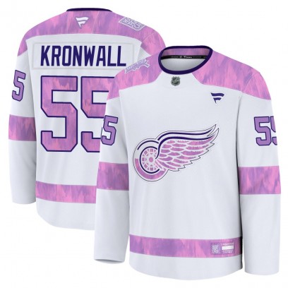 Men's Premium Detroit Red Wings Niklas Kronwall Fanatics 2024 Hockey Fights Cancer Practice Jersey - White