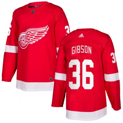 Men's Authentic Detroit Red Wings John Gibson Adidas Home Jersey - Red