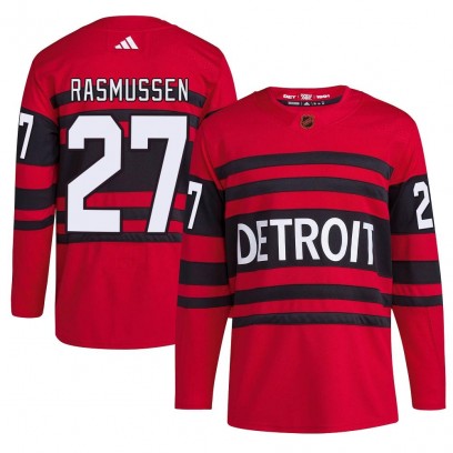 Men's Authentic Detroit Red Wings Michael Rasmussen Adidas Reverse Retro 2.0 Jersey - Red