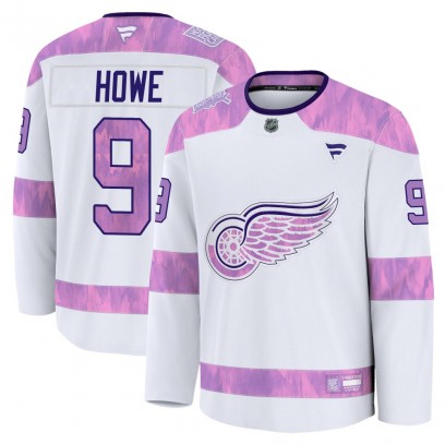 Youth Premium Detroit Red Wings Gordie Howe Fanatics 2024 Hockey Fights Cancer Practice Jersey - White