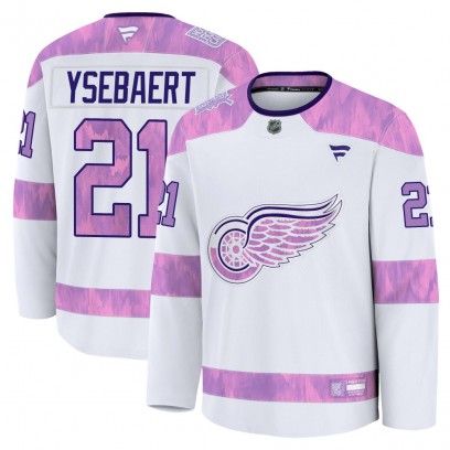 Youth Premium Detroit Red Wings Paul Ysebaert Fanatics 2024 Hockey Fights Cancer Practice Jersey - White