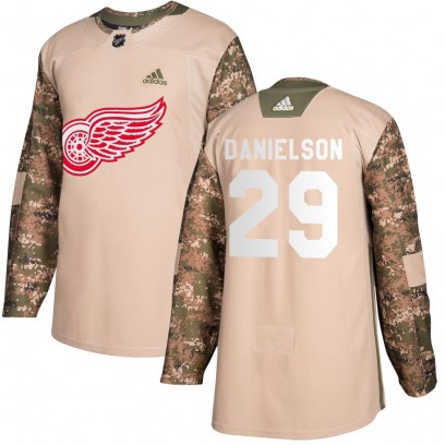 Youth Authentic Detroit Red Wings Nate Danielson Adidas Veterans Day Practice Jersey - Camo