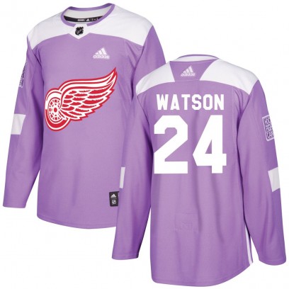 Youth Authentic Detroit Red Wings Austin Watson Adidas Hockey Fights Cancer Practice Jersey - Purple